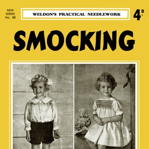 Weldon&#39;s 4D #88 c.1934 vintage instructies voor smokwerk naaiontwerpen voor kinderen (digitale pdf-download van e-boek)