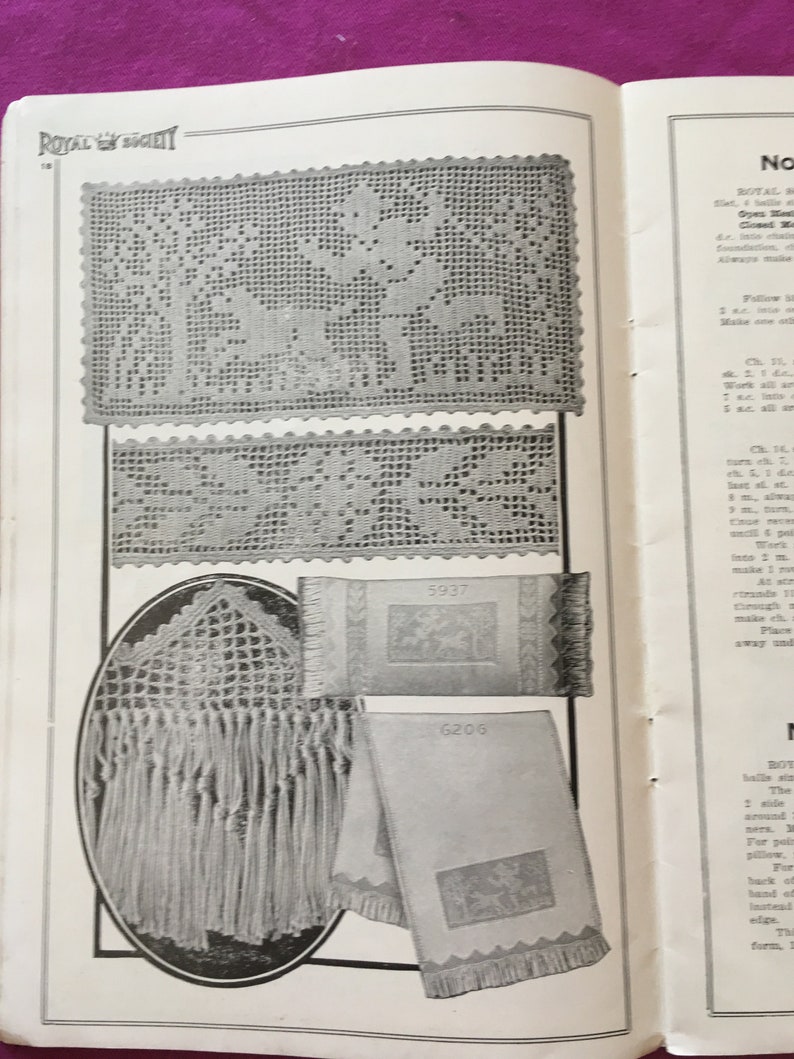 Royal Society #6 c,1915 Crochet Lessons Hard to find ORIGINAL Stunning Filet Crochet Designs from More Than 100 Years Ago!