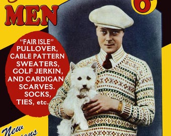 Weldon's 6D 166 c.1930s Duke of Windsor Photo - With Antique Patterns for Men's Sweaters, Socks, Ties (PDF E-Book)