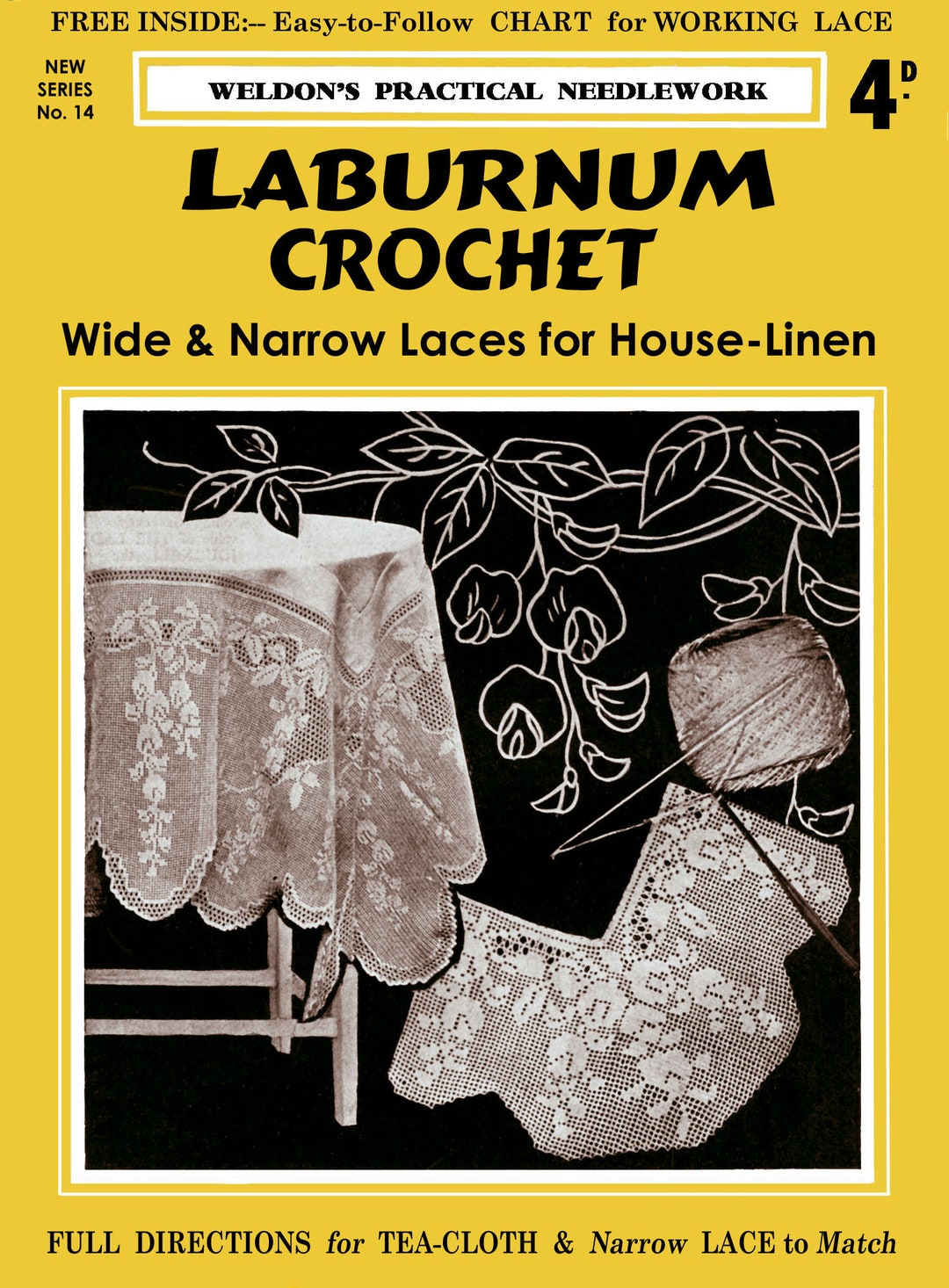 Laburnum Filet Crochet Patterns: Vintage Tablecloth Lace (PDF E-book ...