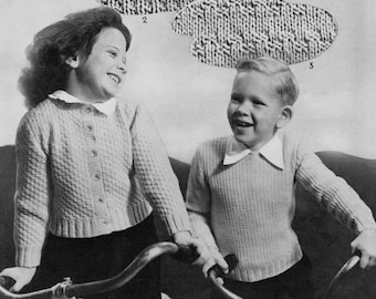 Botany Pattern of the Month #1404, Cardigan and Pullover Patterns in Knitting for Boys & Girls - April, 1950 (PDF eBook Digital Download)