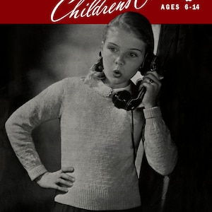May include: A black and white photo of a young girl talking on a rotary phone. She is wearing a light-colored sweater and a dark skirt. The text "Fleisher's Children's Classics" and "Ages 6-14" is visible at the top of the image. The text "Vol. 77... 30c" is visible at the bottom of the image.