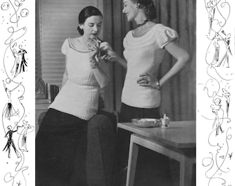 Botany Pattern of the Month #1111, Fancy New Year's Blouse One in Knitting & One in Crochet - November, 1947 (PDF eBook Digital Download)