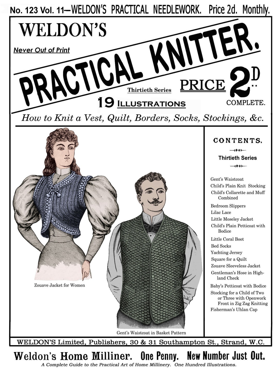 ウェルドンの2D #123 1895年頃のクラシックなビクトリア朝の編み物