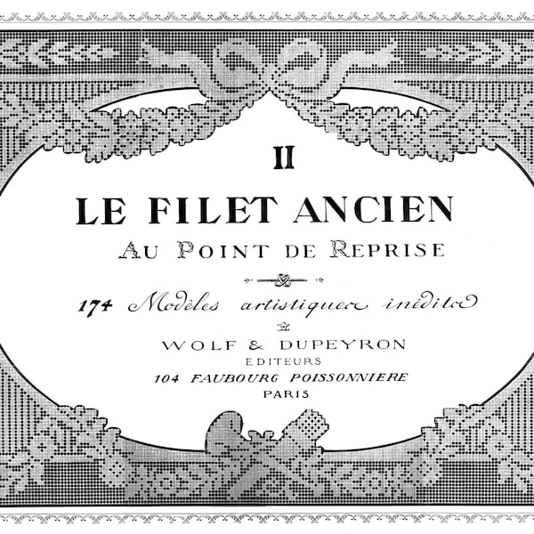 Le Filet Ancien #2 c.1915 - Vintage Lace  Designs of France (PDF - EBook - Digital Download)