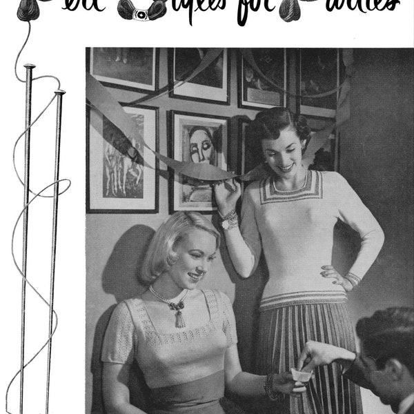 Botany Pattern of the Month #1312, Women's Square-Neck Party Blouses with Beads in Knitting - December, 1949 (PDF eBook Digital Download)