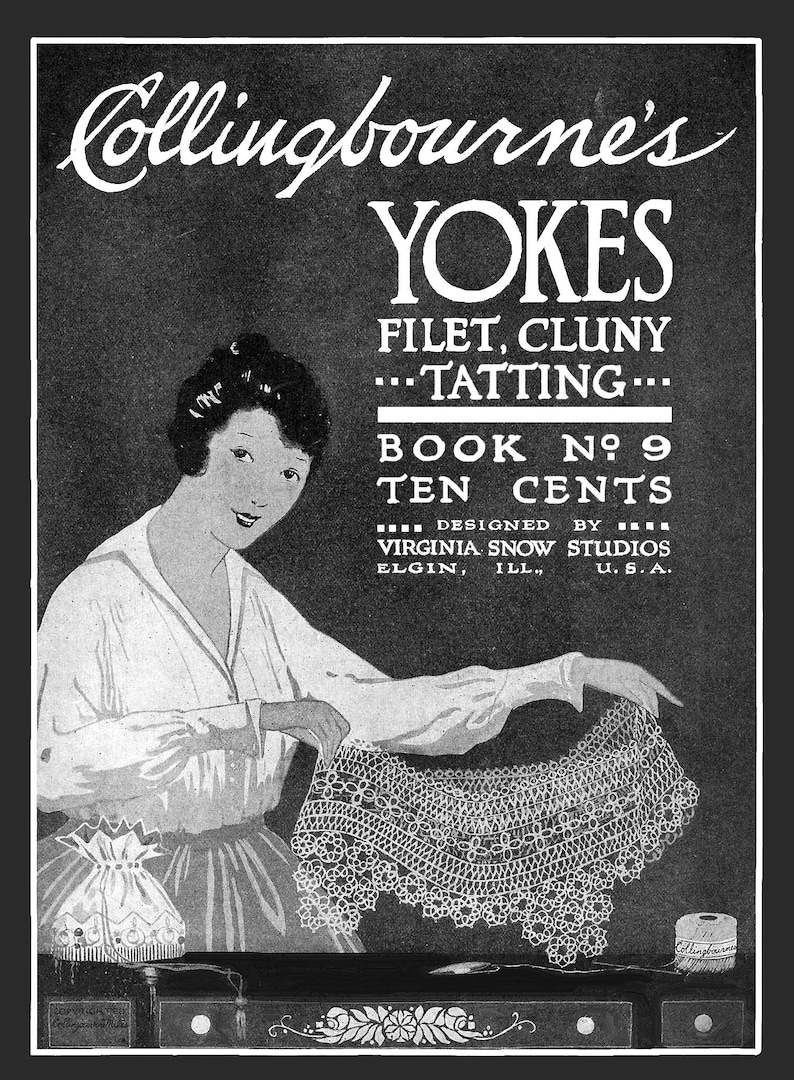 Ladies Gown Yokes in Filet crochet PDF - EBook - Digital Download Collingbourne/'s #9 c.1910 Cluny Crochet /& Tatting
