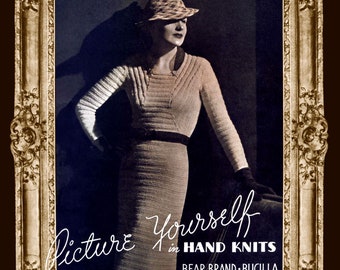 Bear Brand & Bucilla  #80 c.1935 (PDF - EBook - Digital Download)  Picture Yourself in Hand Knits, Fashion Knitting for Women