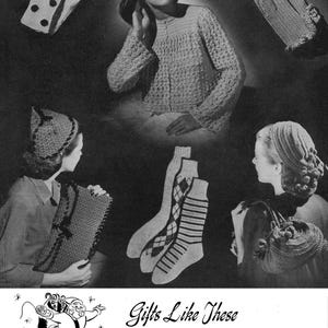 Botany Pattern of the Month #809 c.1944 Vintage Christmas Knitting Crochet Patterns: Socks, Mittens, Bed Jacket (PDF eBook)