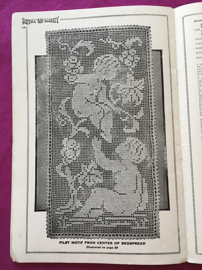 Royal Society #6 c,1915 Crochet Lessons Hard to find ORIGINAL Stunning Filet Crochet Designs from More Than 100 Years Ago!
