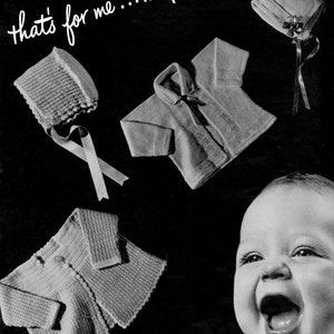 Botany Pattern of the Month #1502, Infant&#39;s  Bonnet & Sweater Set in Knitting and in Crochet, February, 1951 (PDF eBook Digital Download)