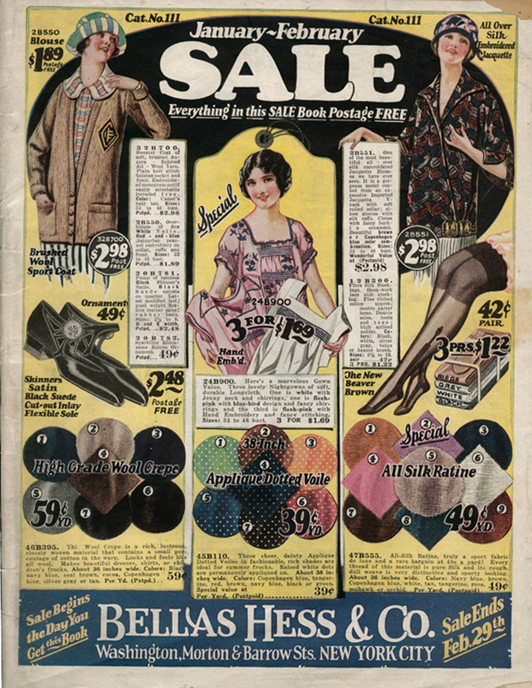 Vintage Catalog Bellas Hess C.1924 Winter Sale Catalog, Fashions for