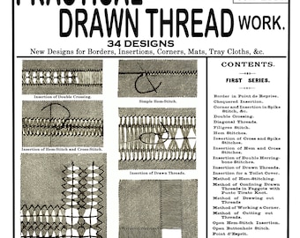 Weldon's 2D #52 c.1889 - Praktisch borduurwerk met getrokken draad (PDF - Ebook - digitale download) Open borduurwerk