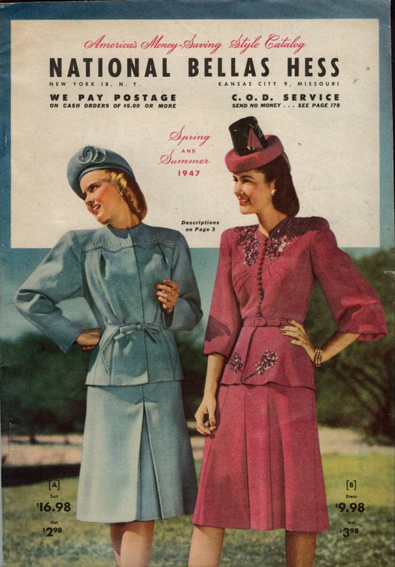 HUGE Vintage Catalog Bellas Hess C.1947 Spring and Summer Catalog, Fashions  for Family & Sundries for Home PDF Ebook Digital Download 