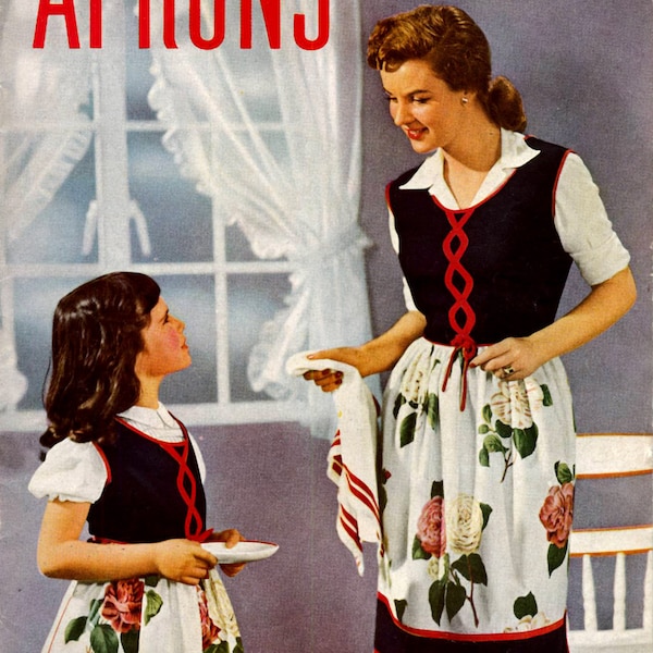 1940's Retro Ideas for Sewing Kitschy Retro Kitchen Aprons  - Spool Cotton #S-20 c.1945  (PDF E-Book Digital Download)