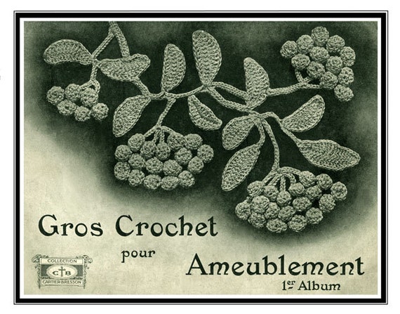 その他 1920s French Crocheted Grape Decoration 1920s French