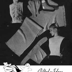1945 Christmas Knitting & Crochet Patterns: Dickey, Scarf, Gloves (PDF eBook)