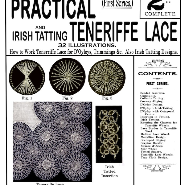 Weldon's 2D #195 c.1901 Practical Teneriffe Lace & Irish Tatting (PDF - EBook - Digital Download)