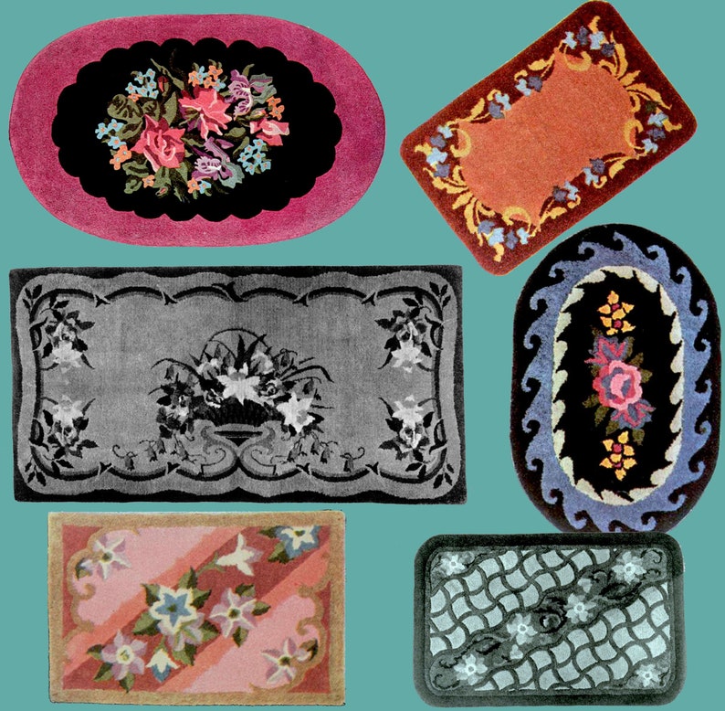 Puede incluir: Cinco dise&ntilde;os de alfombras diferentes con varios patrones y colores. Todas las alfombras son rectangulares excepto una que es ovalada. Los dise&ntilde;os incluyen patrones florales, patrones geom&eacute;tricos y un dise&ntilde;o con una cesta de flores.