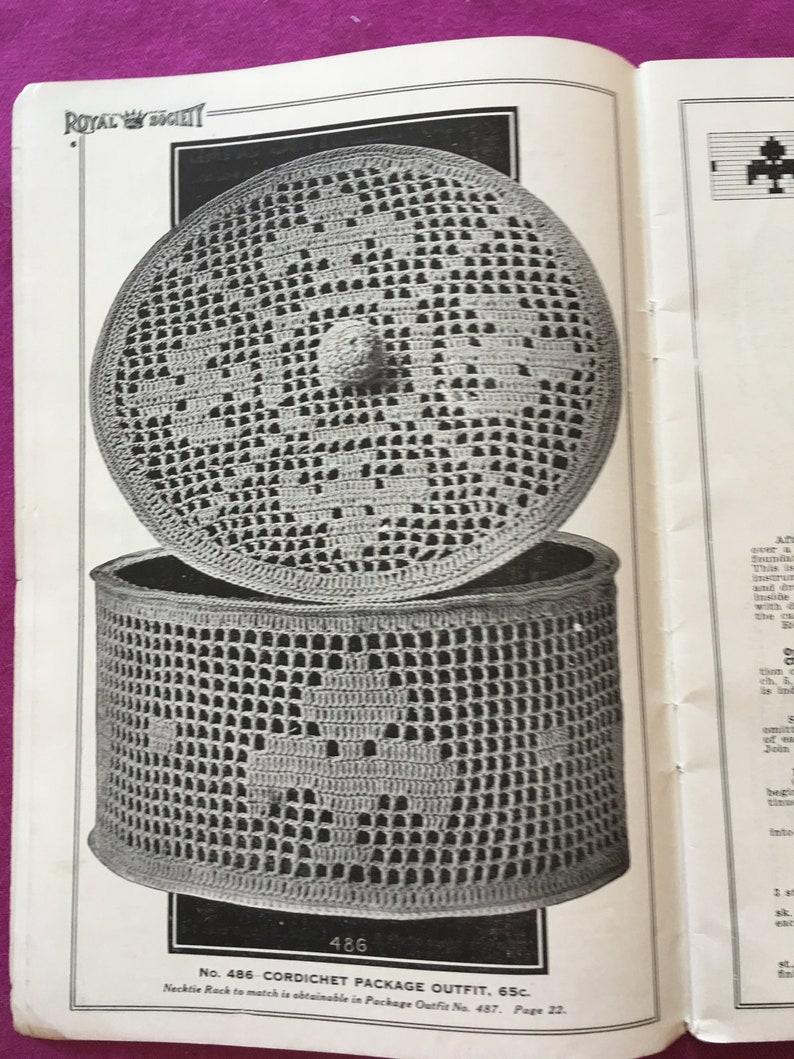 Royal Society #6 c,1915 Crochet Lessons Hard to find ORIGINAL Stunning Filet Crochet Designs from More Than 100 Years Ago!