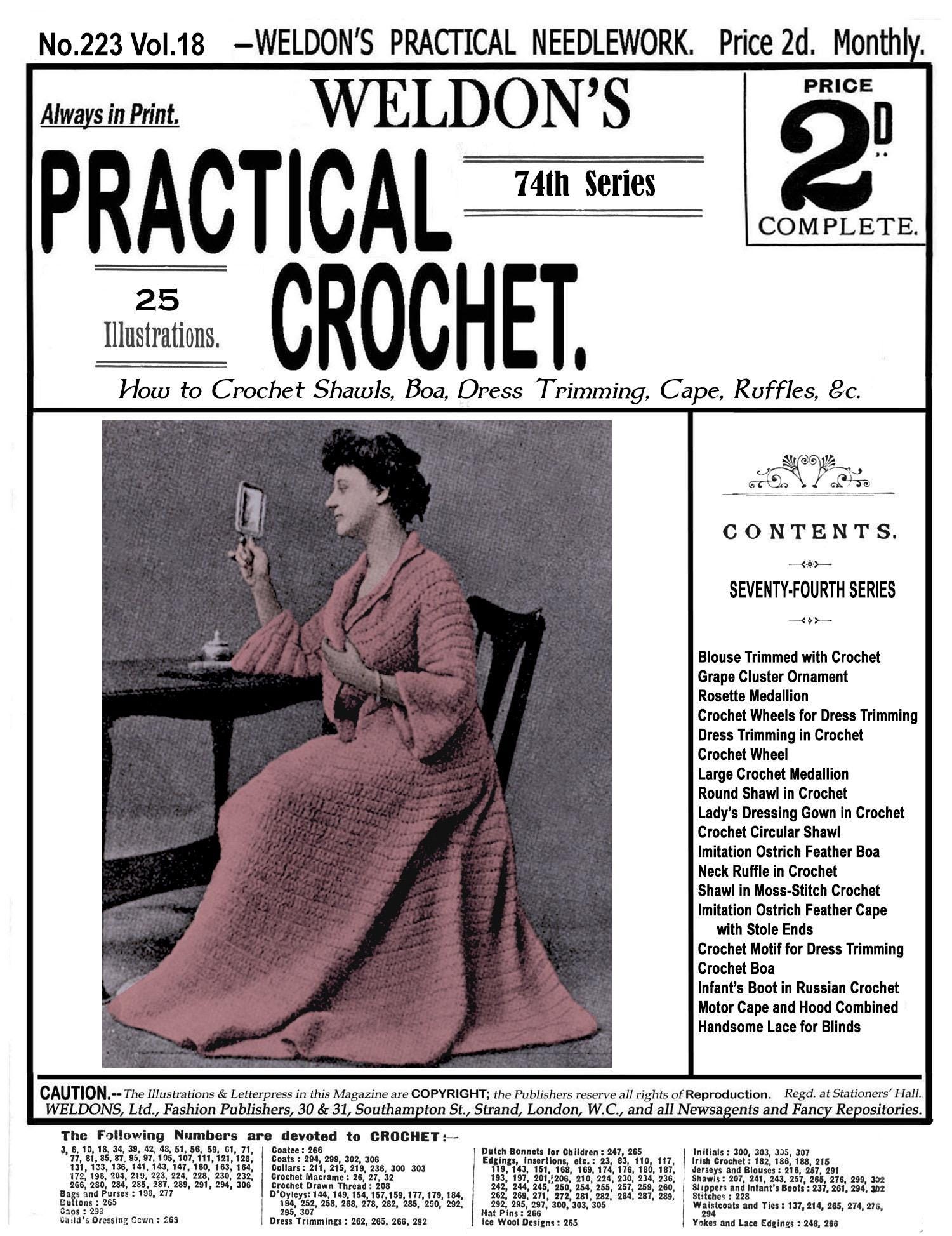 Weldon's #223 C. 1903 Victorian Crochet Patterns Ladies Garments
