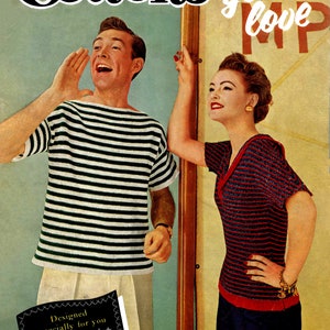 1950's Knitting & Crochet Patterns for Men's and Women's Cotton Sweaters - Spool Cotton #313 c.1955 (PDF eBook Digital Download)