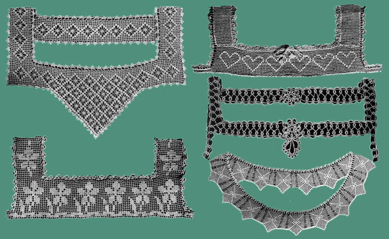 Ladies Gown Yokes in Filet crochet PDF - EBook - Digital Download Collingbourne/'s #9 c.1910 Cluny Crochet /& Tatting