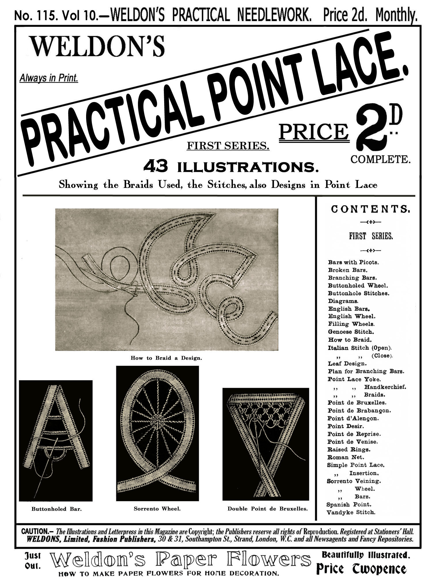 Weldon's 2D #115 C.1894 Practical Point Lace: Needle Lace