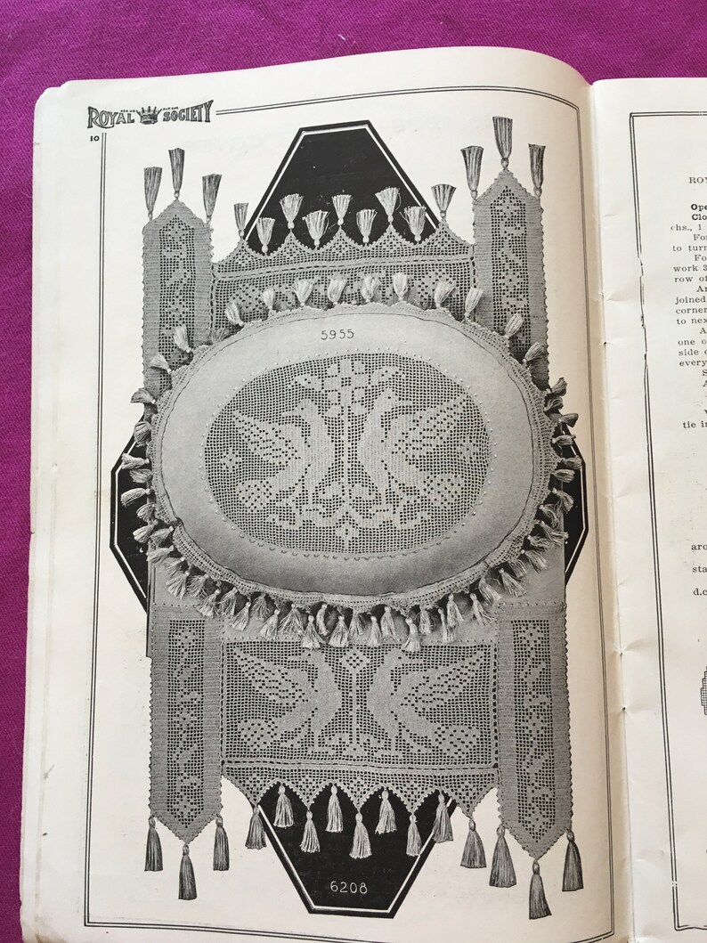 Royal Society #6 c,1915 Crochet Lessons Hard to find ORIGINAL Stunning Filet Crochet Designs from More Than 100 Years Ago!