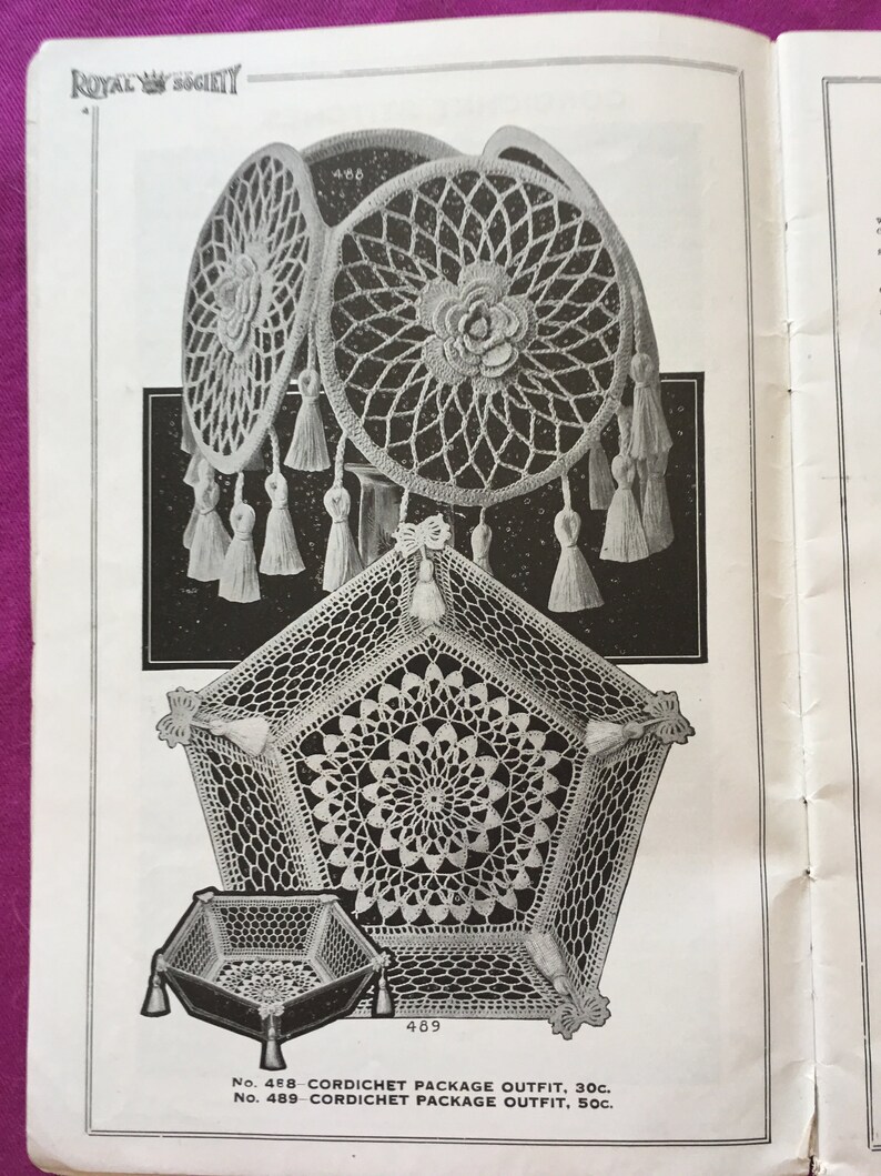 Royal Society #6 c,1915 Crochet Lessons Hard to find ORIGINAL Stunning Filet Crochet Designs from More Than 100 Years Ago!