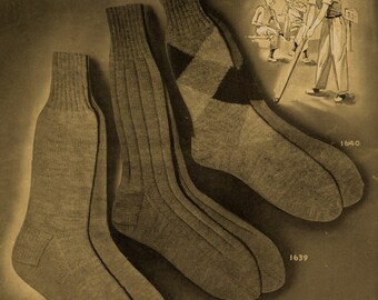 Fleisher's Men's Socks Knitting Pattern c.1940's - single pattern (PDF - eBook - Digital Download)