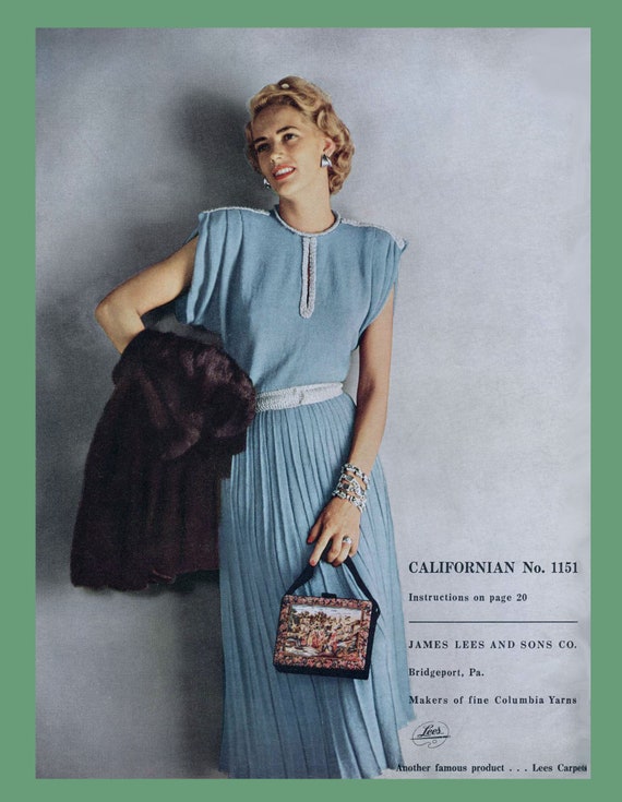 Columbia #114 C.1948 Couture Fashions in Hand Knitting Patterns for Women's  Dresses (PDF Ebook) - Etsy Ireland