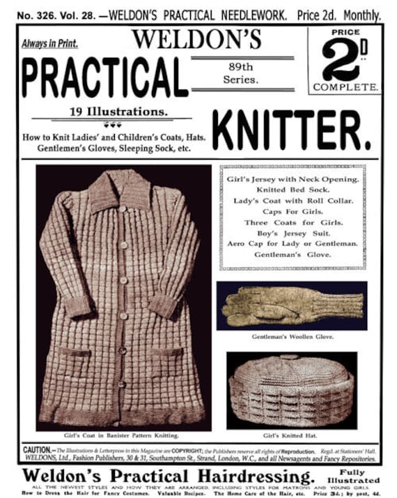Clark/'s ONT #4 c.1918 Vintage Knitting /& Crochet Patterns Includes Service Knits