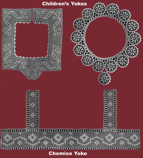 Augusta Pfeuffer #5 c.1915 Fancy Patterns for Vintage Crochet Yokes