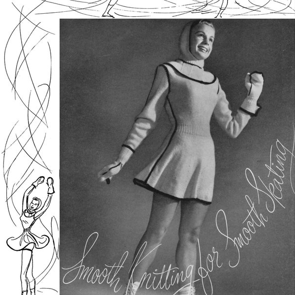 Botany Pattern of the Month #1112, Teen's Ice Skating Outfit in Knitting - December, 1947 (PDF eBook Digital Download)