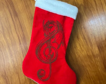 Christmas Stocking: Treble Clef Dragon