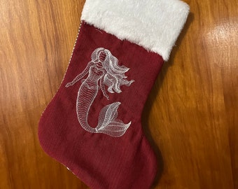 Christmas Stocking: Lineart Mermaid