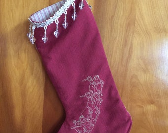 Christmas Stocking: Santa Sleigh and Reindeer