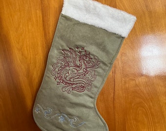 Christmas Stocking: Dragon and Snowflakes