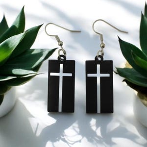 Black Unisex Anime Earrings/ Dangle Drop Earrings/ Elegant Anime Earrings/ Anime Cosplay Jewelry/ For Him/ For Her/ For Gift...