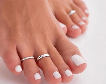 Classic Design Trio Set Sterling Silver Toe Ring : Adjustable Minimalist Jewelry