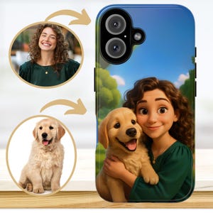 Custom 3D Animated Portrait Phone Case for iPhone and Galaxy Models, Personalized Animation Protective Cartoon Photo of Loved Ones