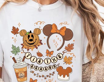 Halloween Disney Tis säsongen höst Disney-skjorta pumpa Musse Pigg höst-t-shirt söt kaffeälskare höst-t-shirt mysig höst grafisk t-shirt present