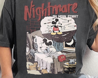 Maglietta Halloweentown Vintage Nightmare on Main Street Maglietta di Halloween Retro Topolino Zucca Autunno Disney Colori Comfort Festa Spettrale Regalo