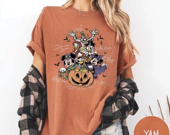 Mickey and friends Halloween Tshirt Disney Halloween party tee Retro comfort colors not so scary trip pumpkin graphic sweatshirt