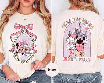 Koszulka Disney Girls Just Wanna Have Fun Koszulka Minnie Daisy Summer Koszulka Disney Besties Dopasowana koszulka Disneyworld Vacation Koszulka Disneyland Trip Koszulka
