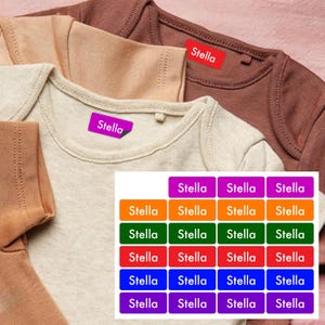 120 personalisierte wasserdichte Namensetiketten - Zum Drücken und Aufkleben langlebige ID-Etiketten für Schule, Lager, Kindertagesstätte, Sport & Reisen - spülmaschinenfest