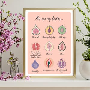 Affiche PDF à imprimer fruits en forme de vulve féministe « This are my ladies »