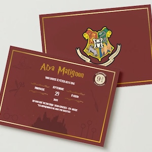 Carte d'invitation sur le thème Harry Potter