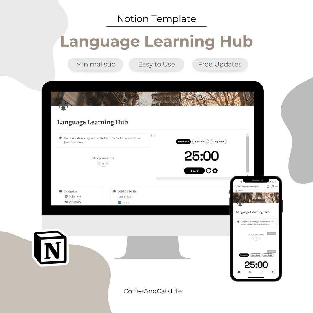 Notion Language Learning Template, Language Hub, Study Planner Template ...
